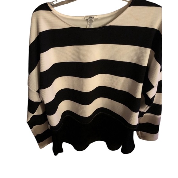 BAR III black & Ivory striped XX-Large long sleeve top layered look - Picture 1 of 16